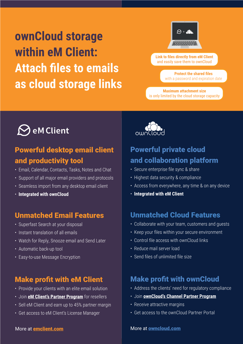 Owncloud Storage Within Em Client: Attach Files to Emails As Cloud