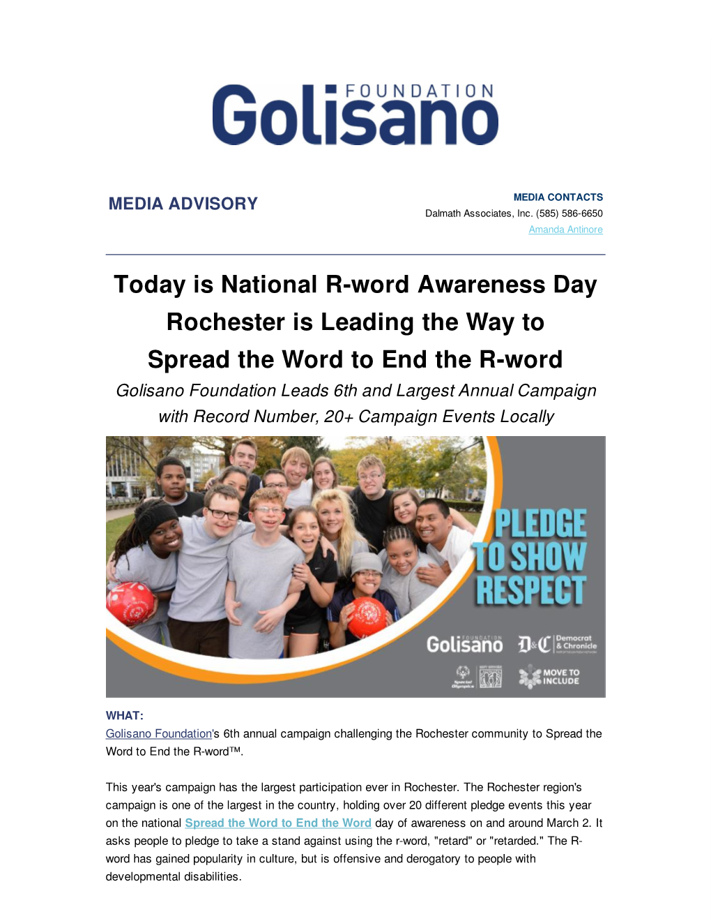 Today Is National R-Word Awareness Day Rochester Is Leading the Way