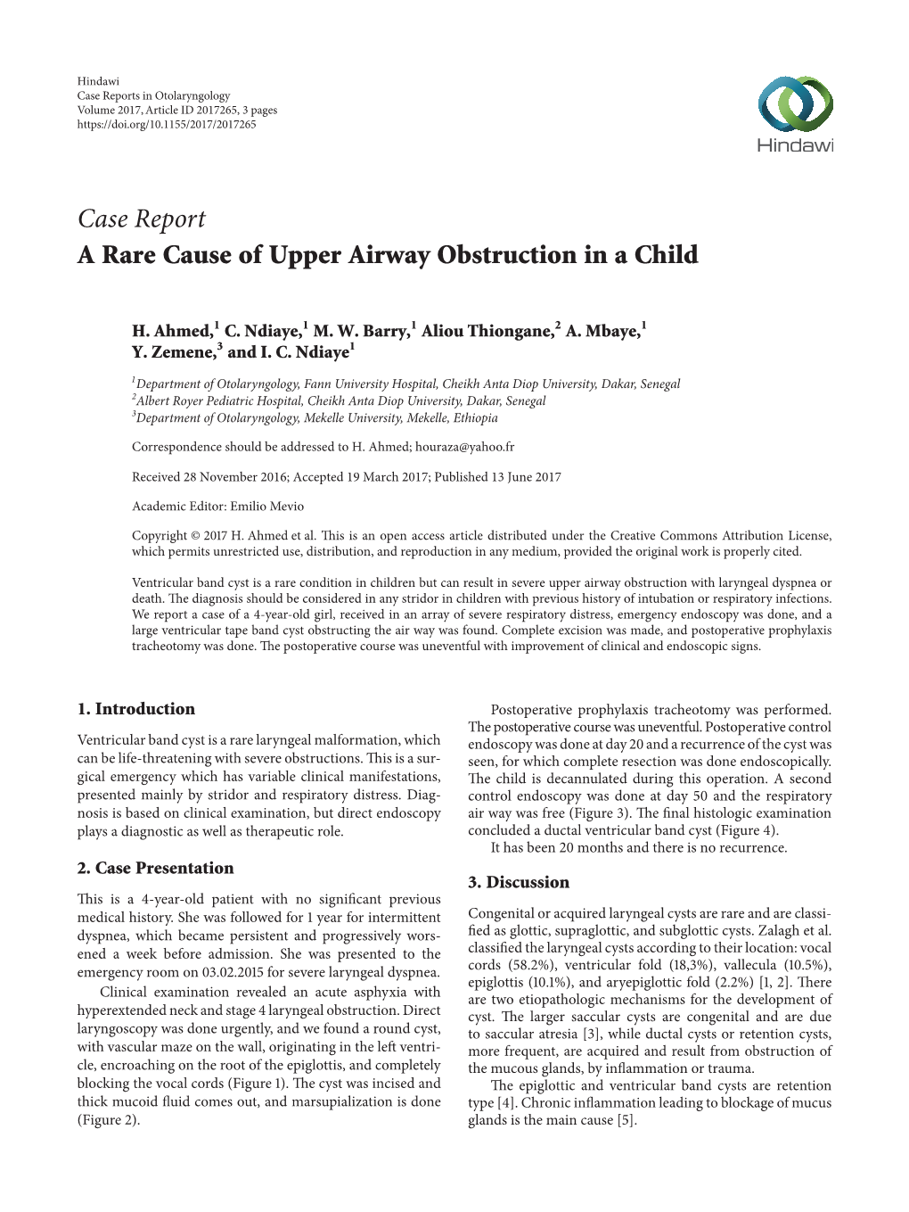 A Rare Cause of Upper Airway Obstruction in a Child