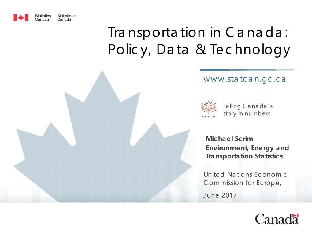 Transportation in Canada: Policy, Data & Technology