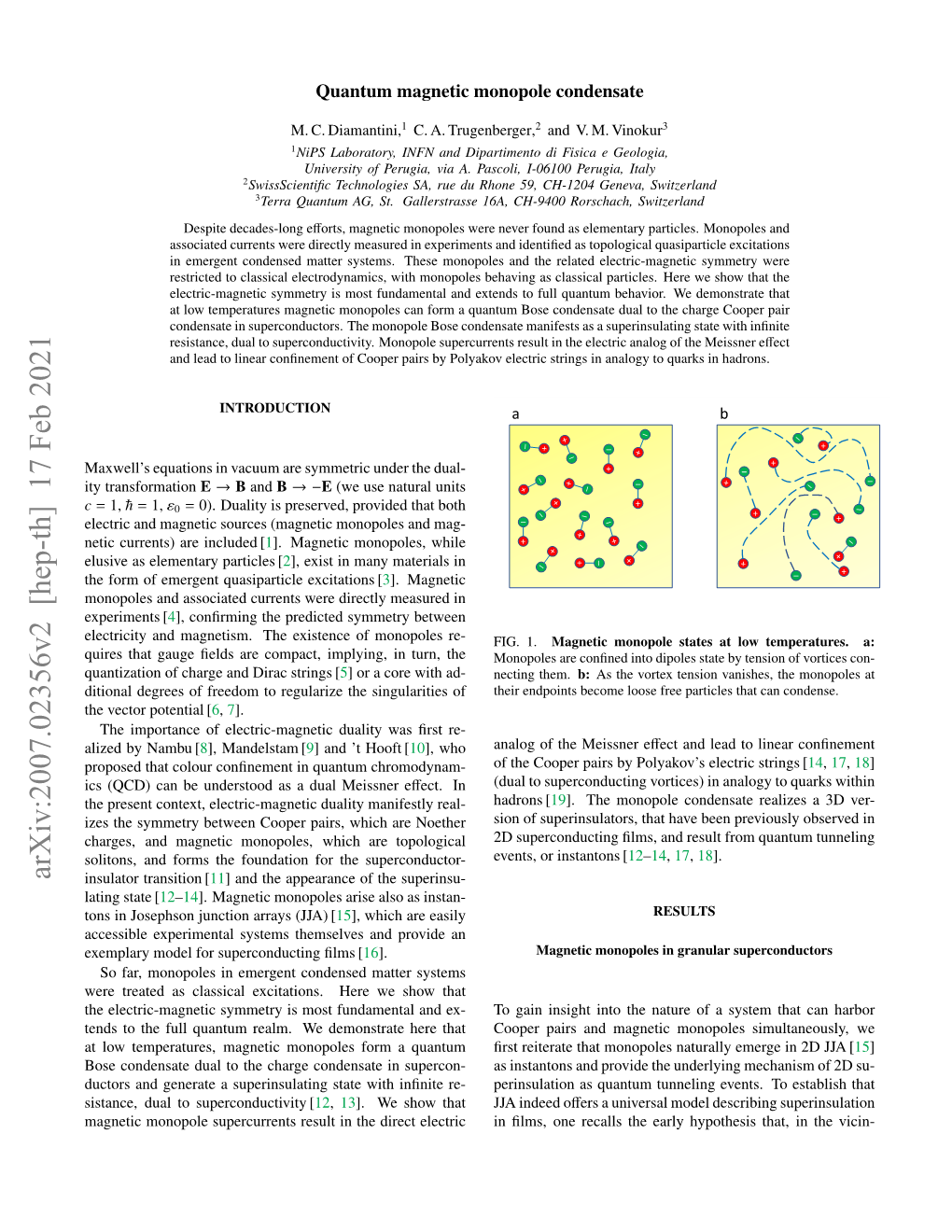 Arxiv:2007.02356V2 [Hep-Th] 17 Feb 2021 Insulator Transition [11] and the Appearance of the Superinsu- Lating State [12–14]