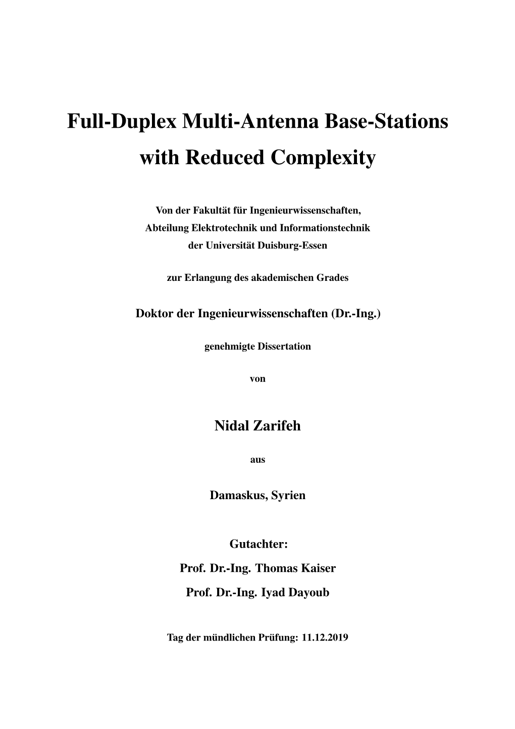 Full-Duplex Multi-Antenna Base-Stations with Reduced Complexity