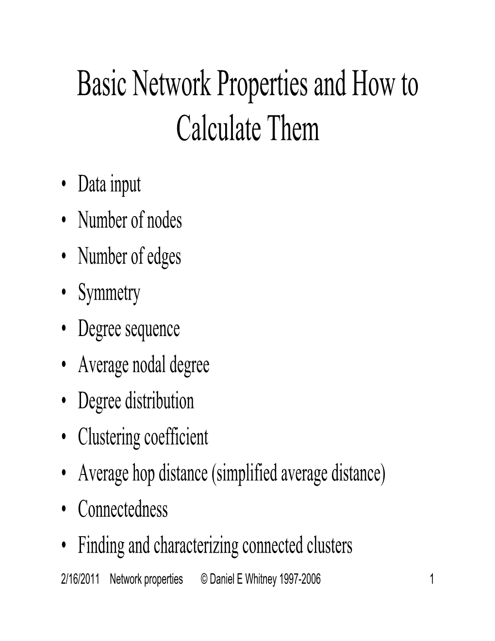 ESD.342 Network Representations Lecture 4