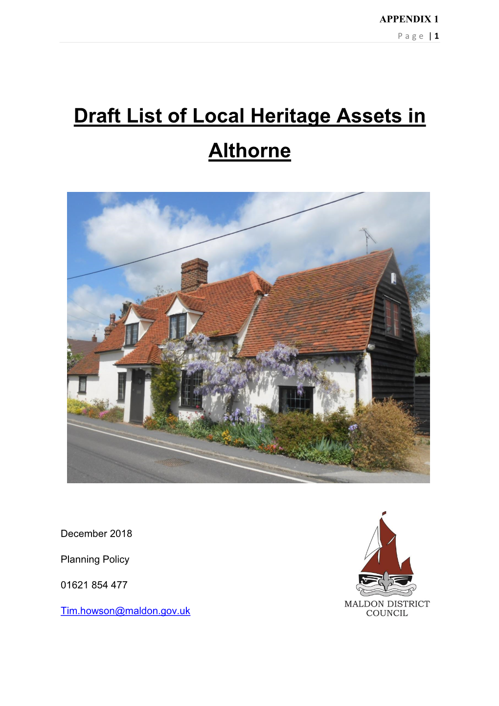 Draft List of Local Heritage Assets in Althorne