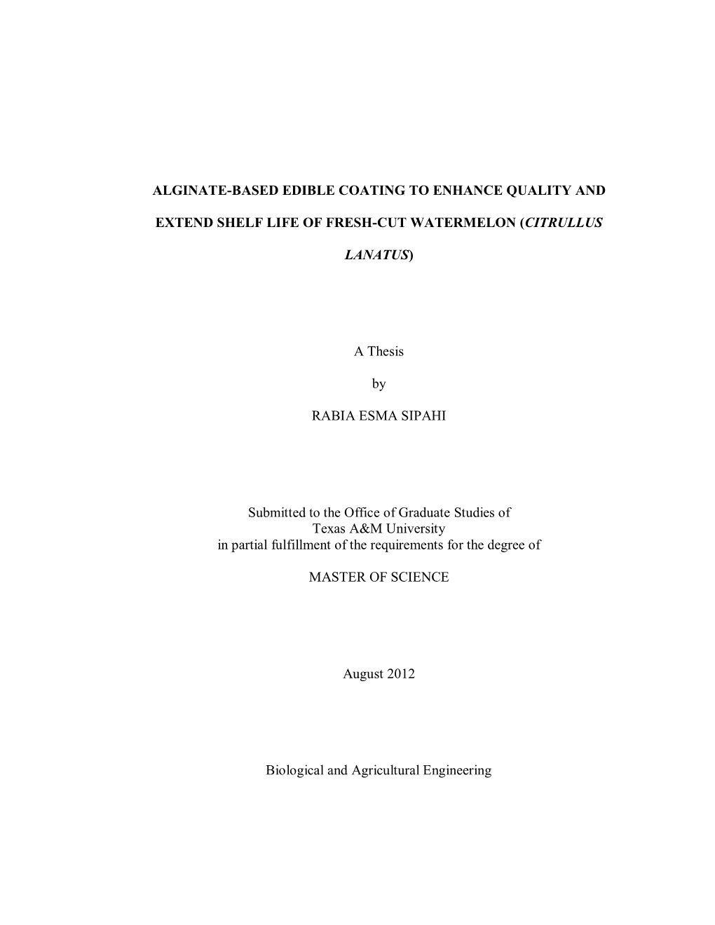 Alginate-Based Edible Coating to Enhance Quality And