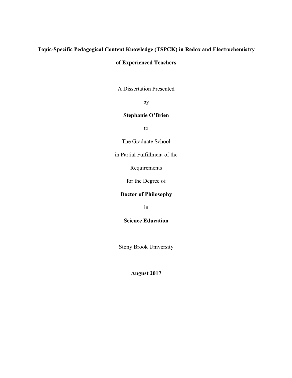 Topic-Specific Pedagogical Content Knowledge (TSPCK) in Redox and Electrochemistry