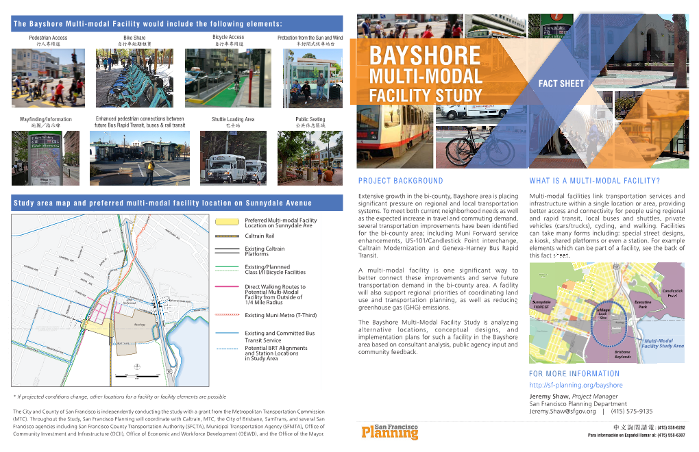 Bayshore Multi-Modal Facility Would Include the Following Elements