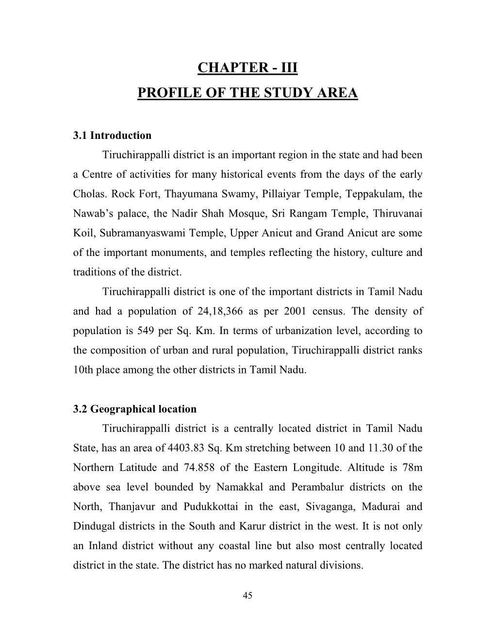 Iii Profile of the Study Area