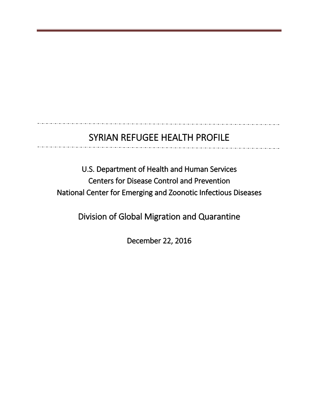 Syrian Refugee Health Profile