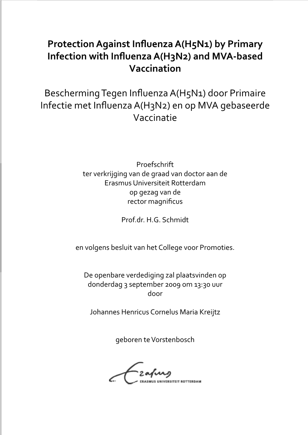 Protection Against Influenza A(H5N1) by Primary Infection with Influenza A(H3N2) and MVA-Based Vaccination