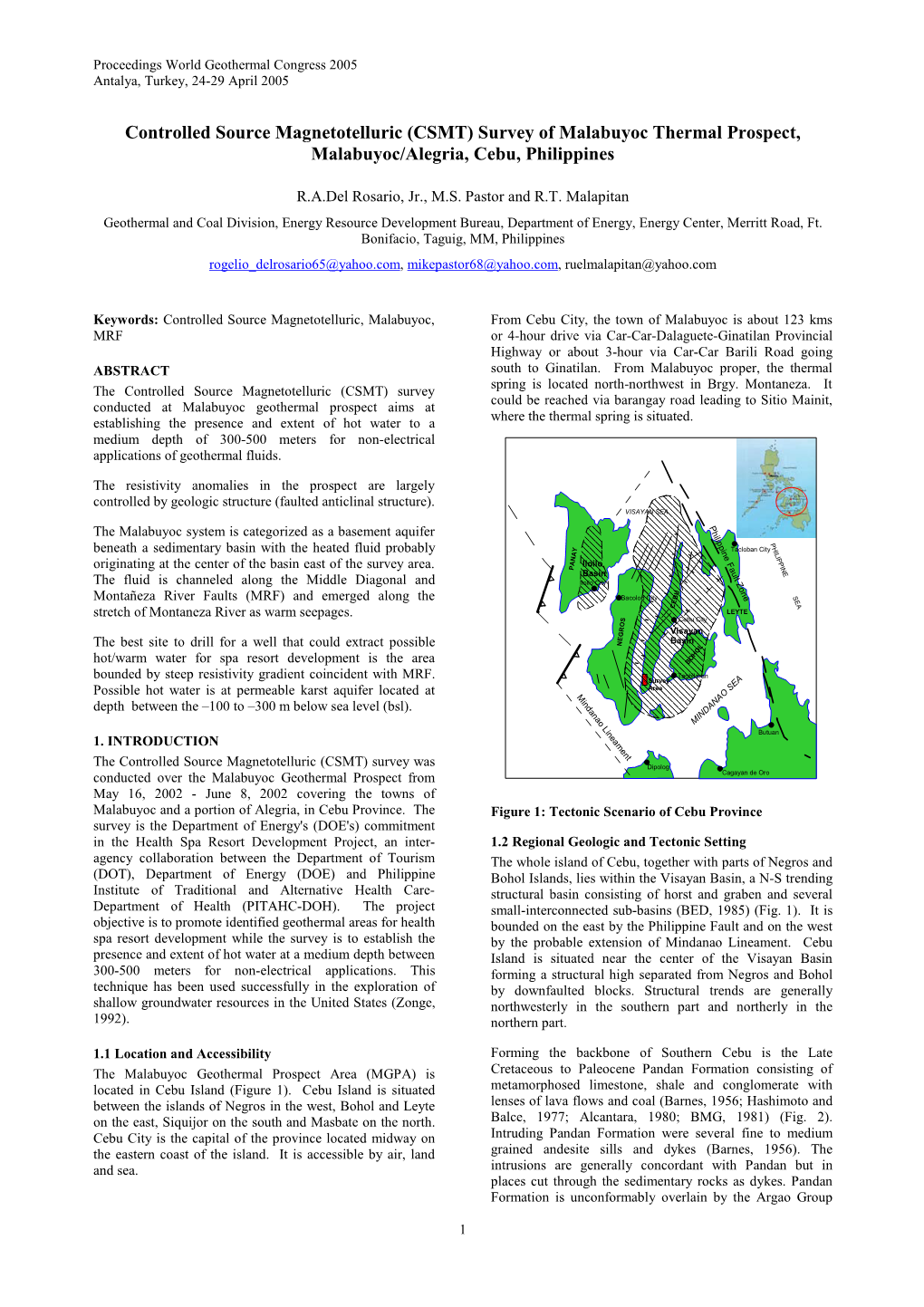 Survey of Malabuyoc Geothermal