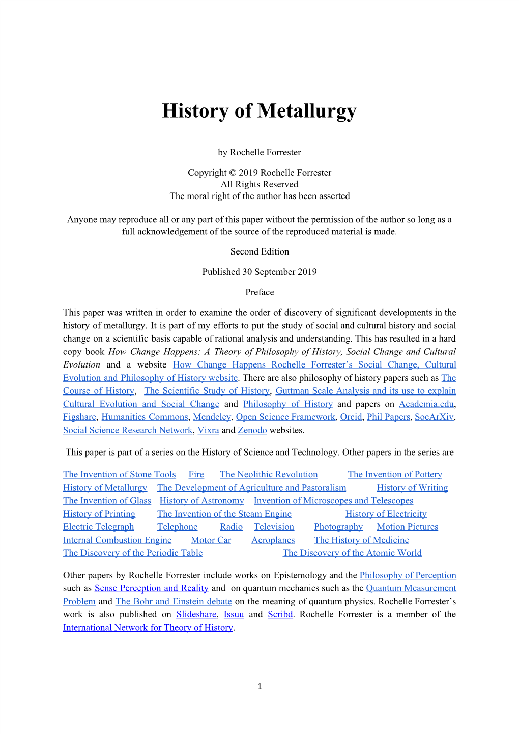 History of Metallurgy