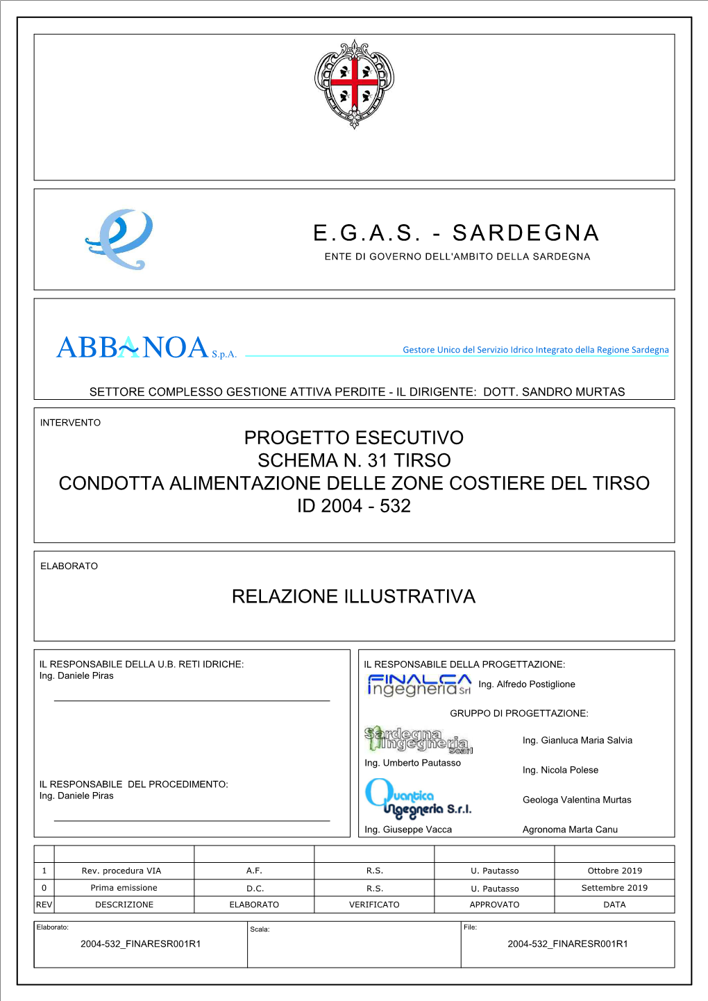 $$01#` 5R# Gestore Unico Del Servizio Idrico Integrato Della Regione Sardegna