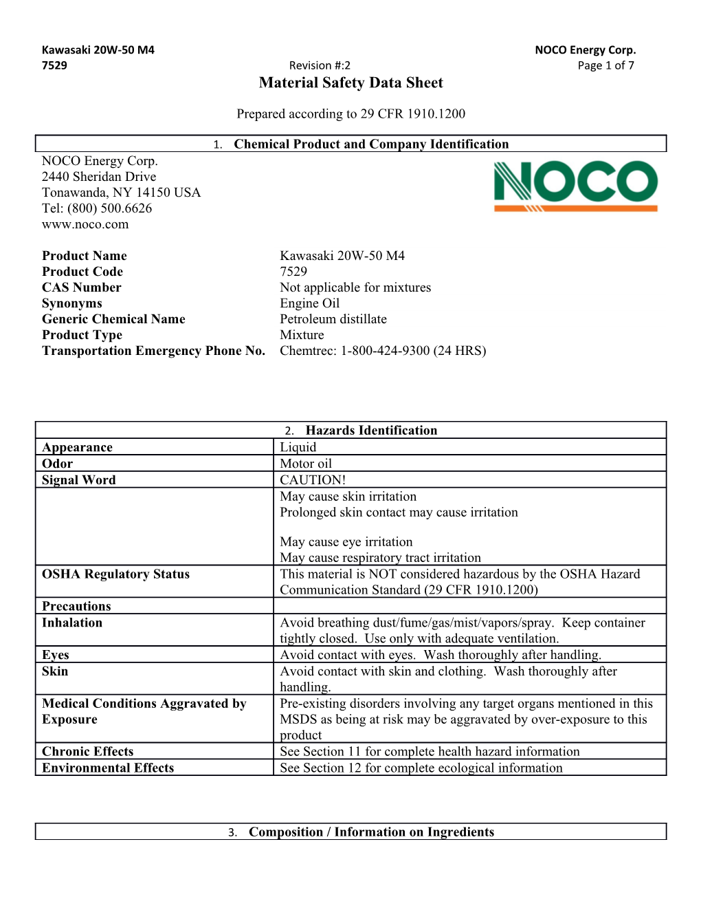 Kawasaki 20W-50 M4 NOCO Energy Corp