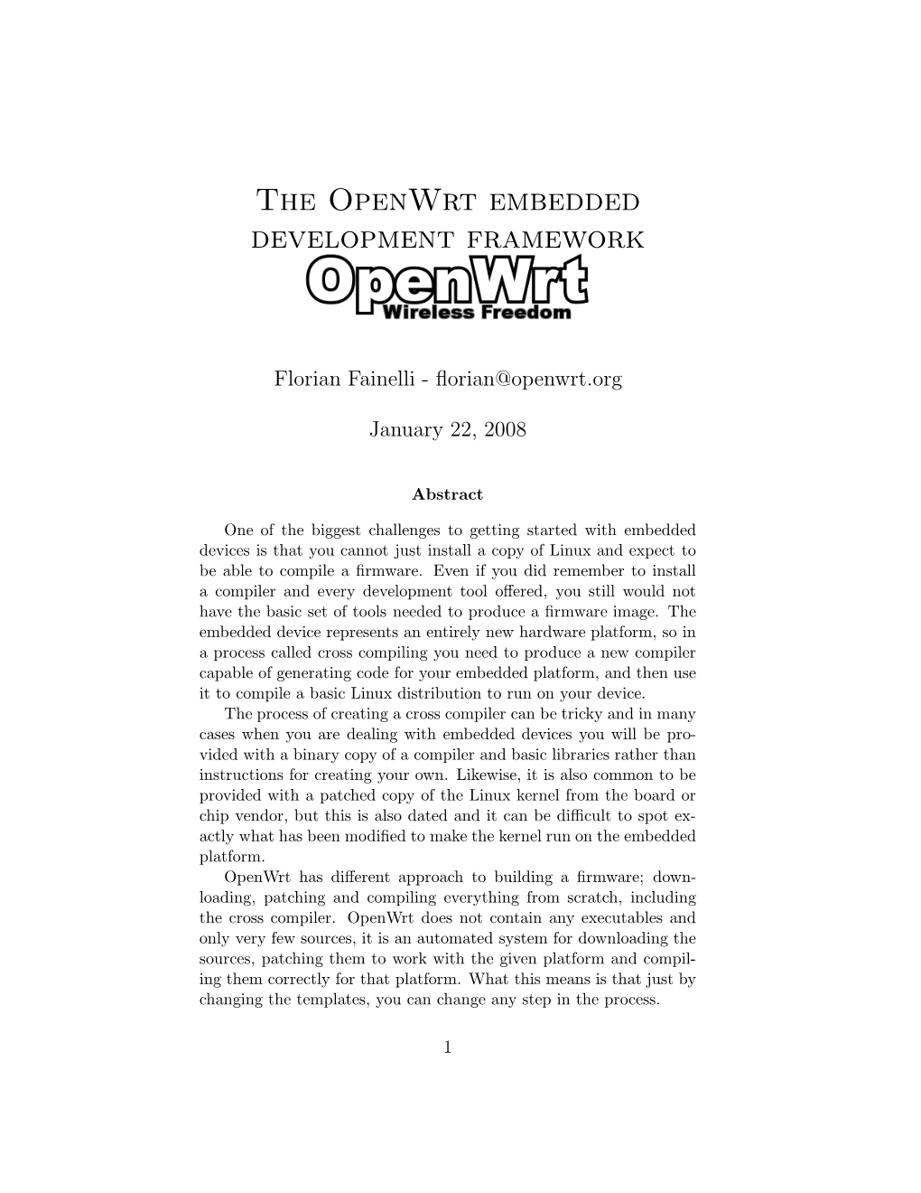 The Openwrt Embedded Development Framework