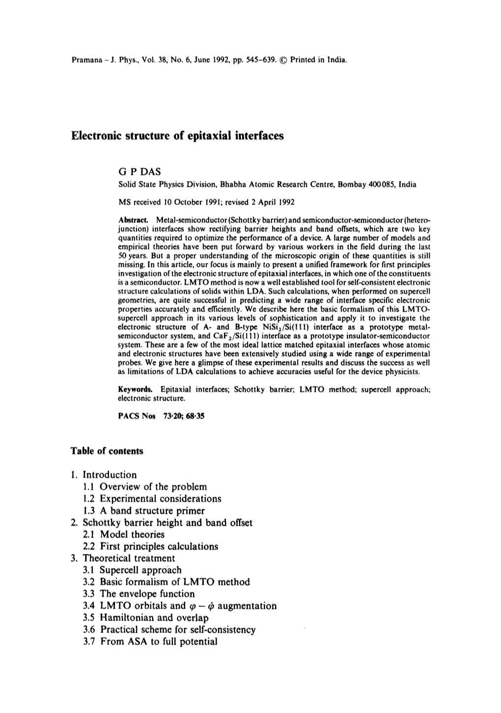 Electronic Structure of Epitaxial Interfaces