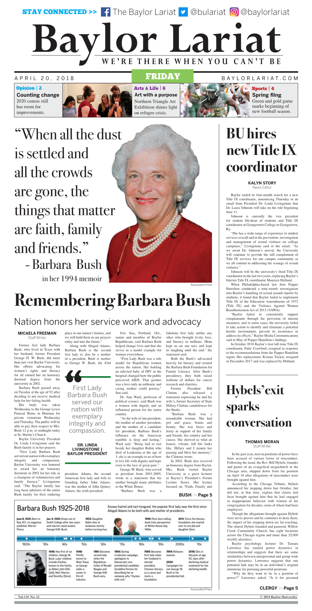 Remembering Barbara Bush (Title IX) and the Violence Against Women Reauthorization Act of 2013 (VAWA)