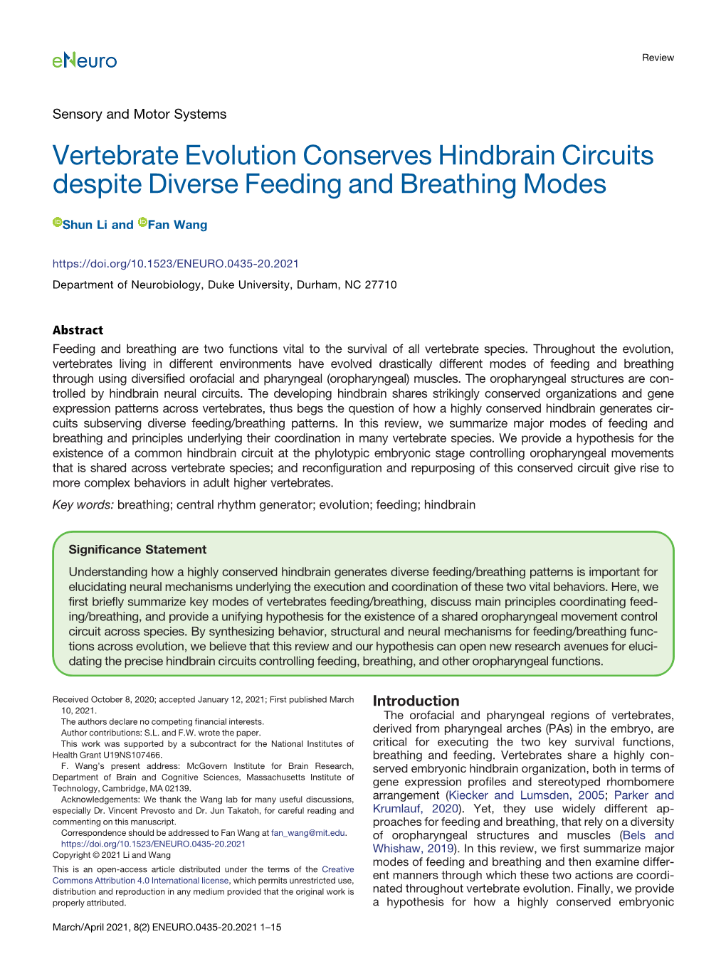 Vertebrate Evolution Conserves Hindbrain Circuits Despite Diverse Feeding and Breathing Modes