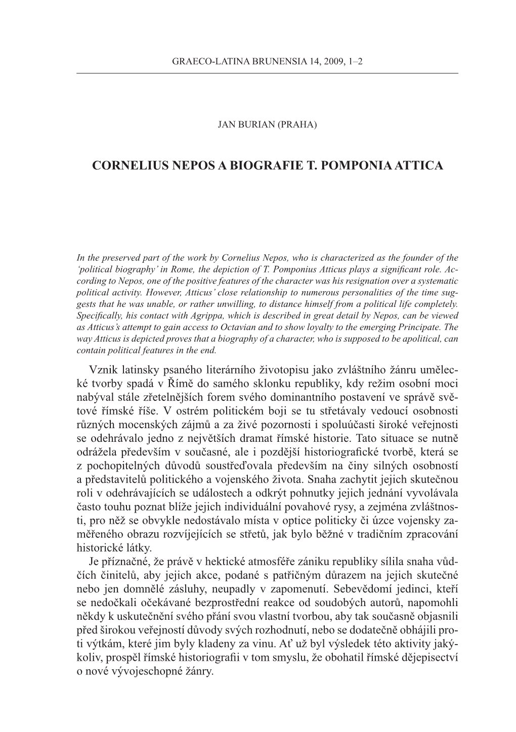Cornelius Nepos a Biografie T. Pomponia Attica