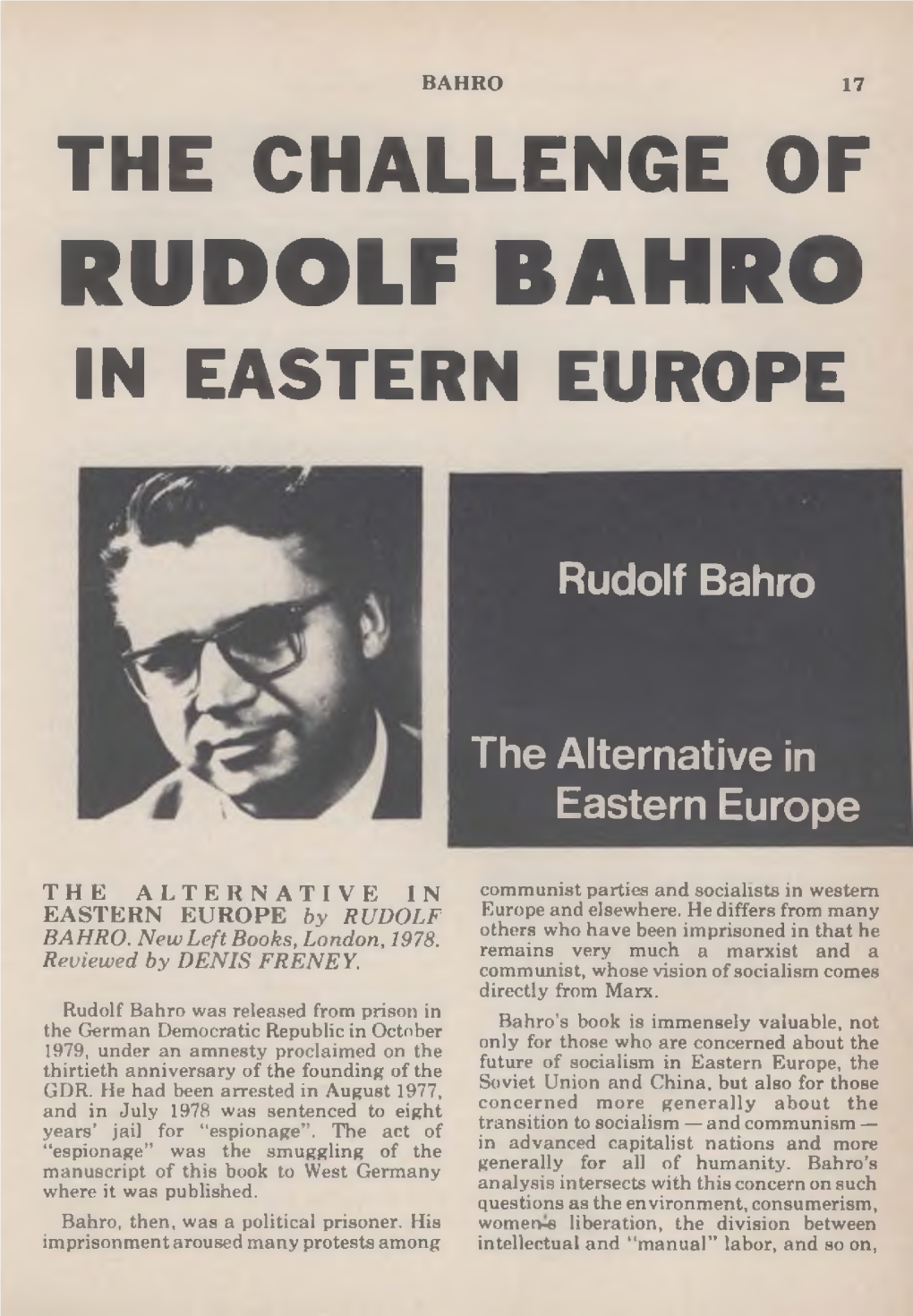 The Challenge of Rudolf Bahro in Eastern Europe