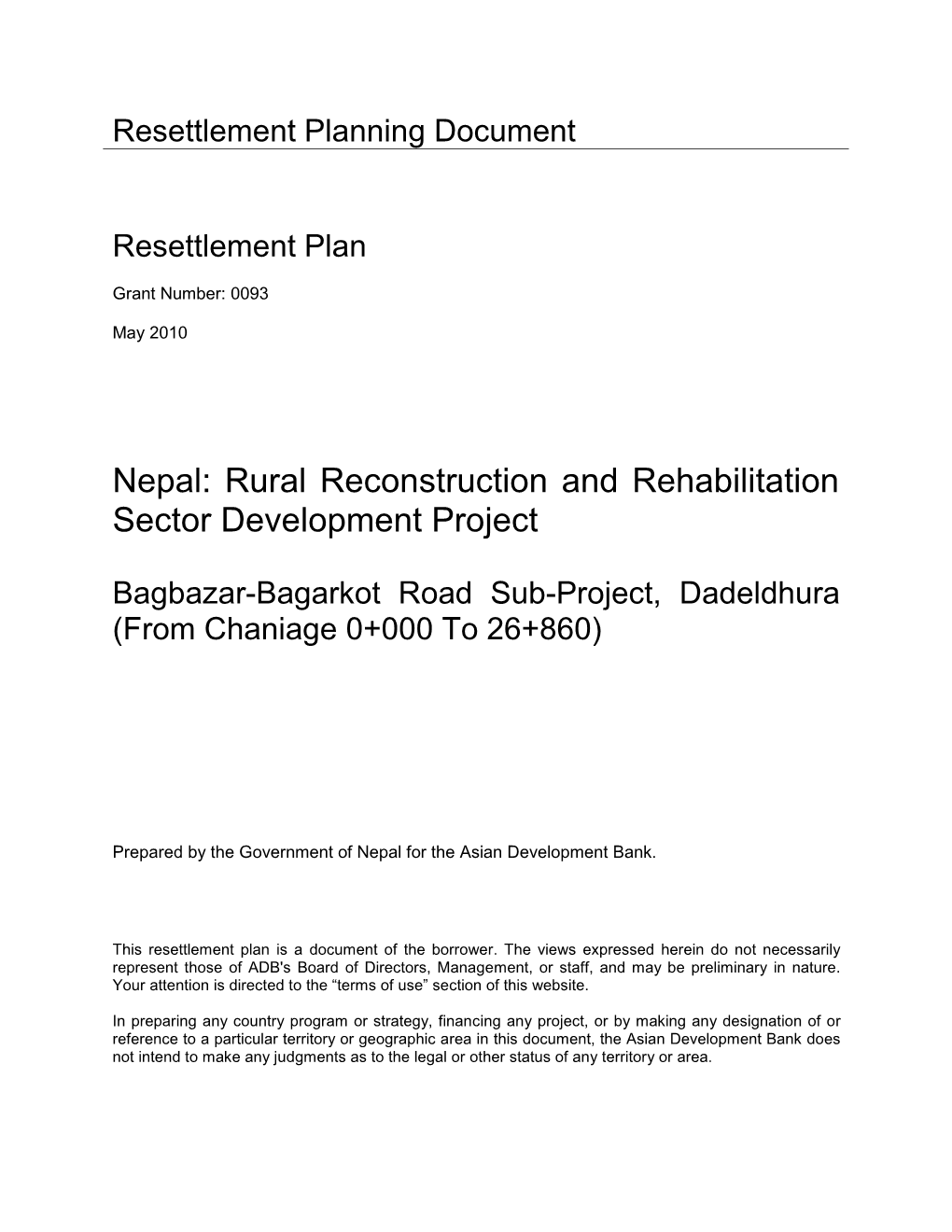 40554-022: Rural Reconstruction and Rehabilitation Sector Development