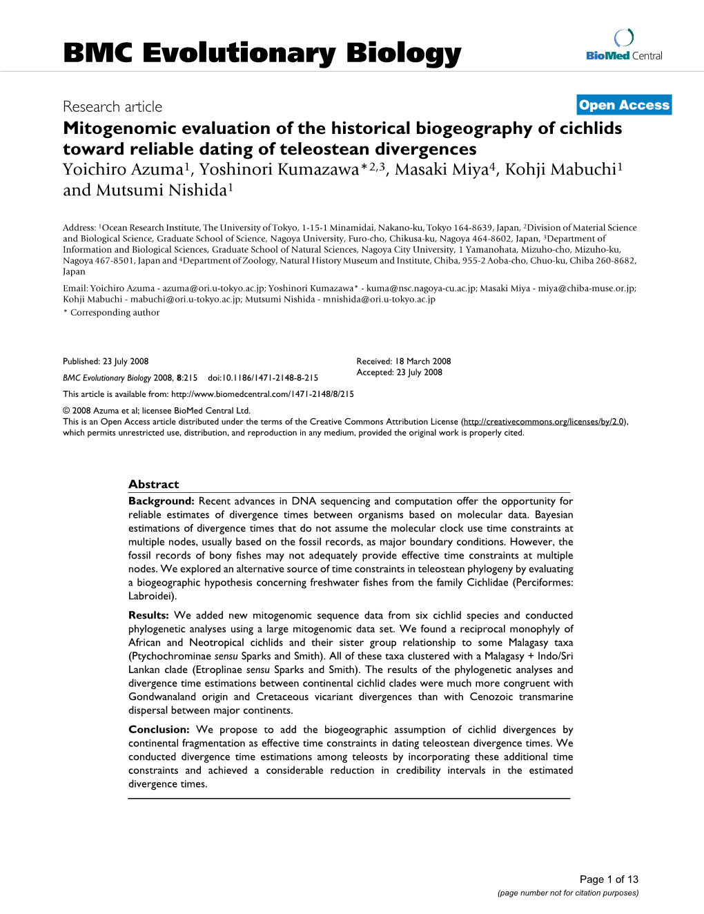 BMC Evolutionary Biology Biomed Central