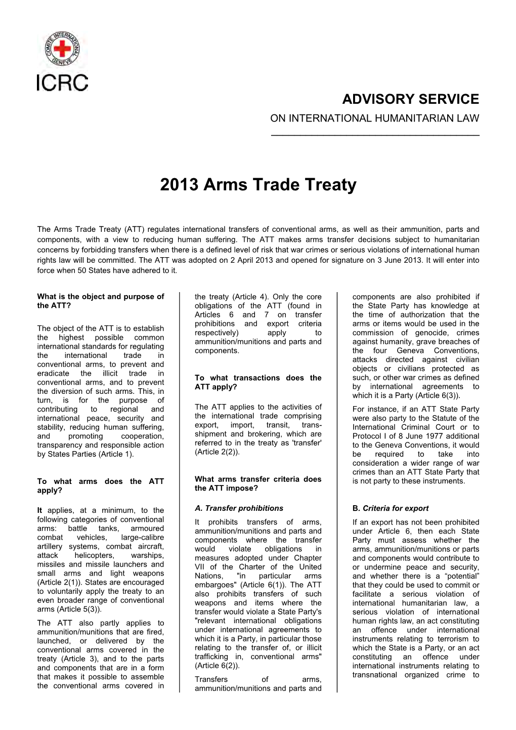 2013 Arms Trade Treaty