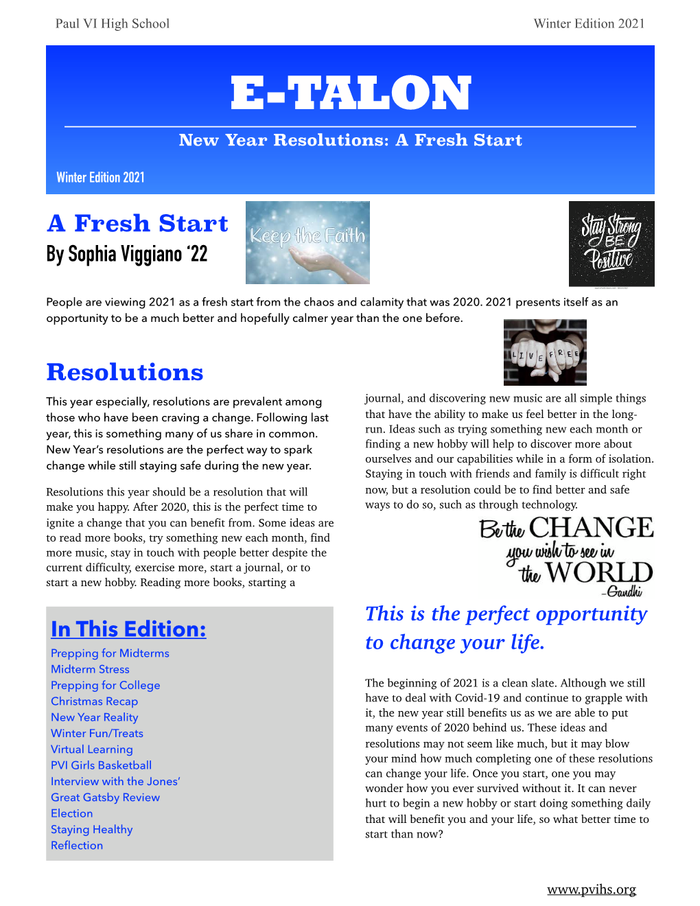 E-TALON New Year Resolutions: a Fresh Start