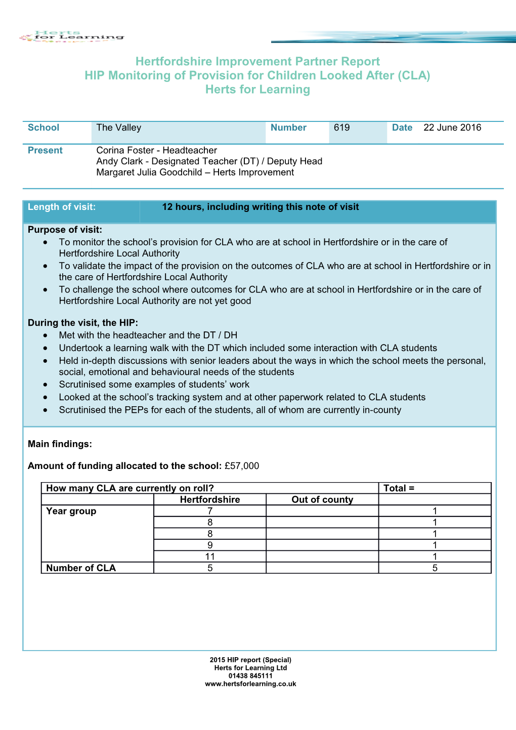 SIP Report for Hertfordshire County Council