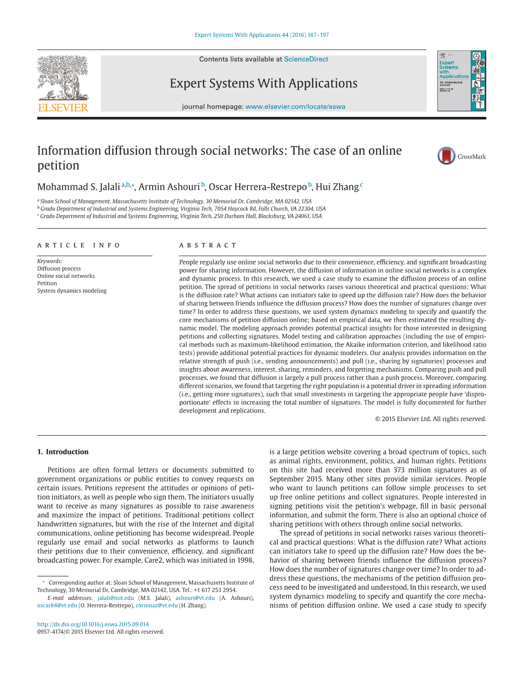 Information Diffusion Through Social Networks: the Case of an Online Petition