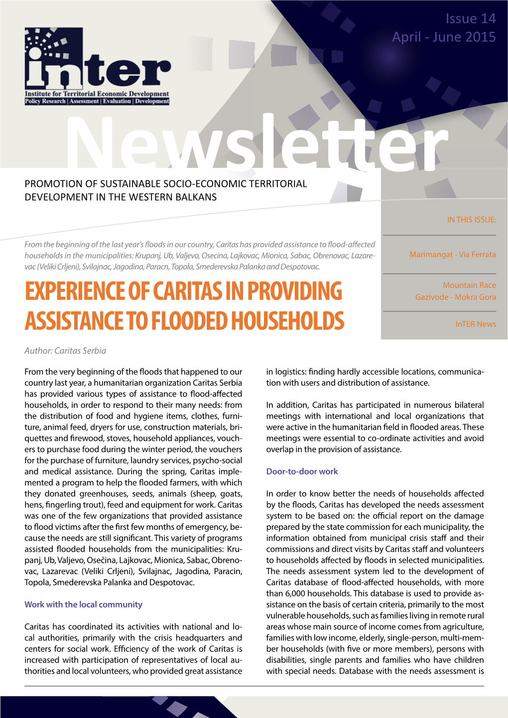 Experience of Caritas in Providing Assistance to Flooded Households