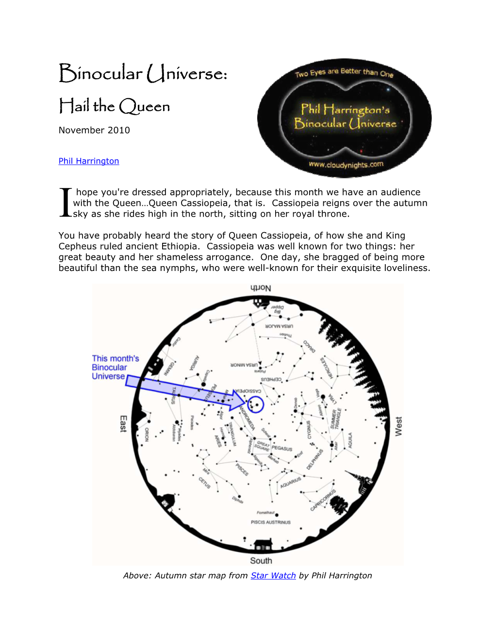 Binocular Universe: Hail the Queen November 2010