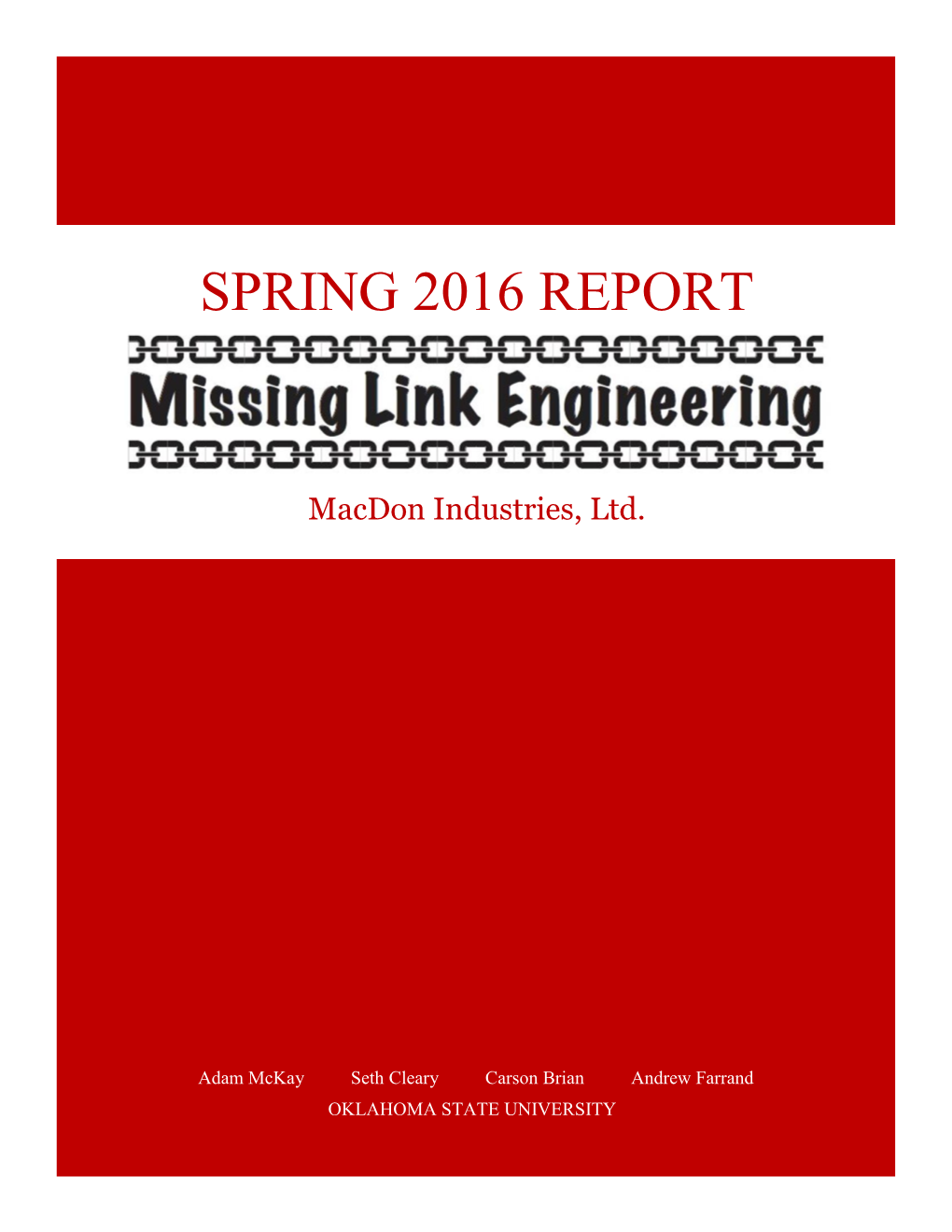 Spring 2016 Report