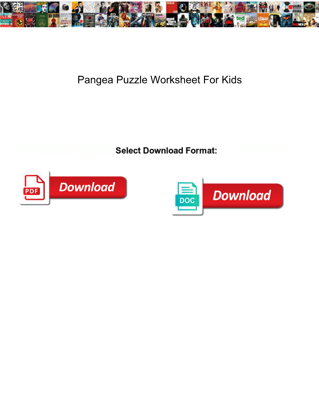 Pangea Puzzle Worksheet for Kids