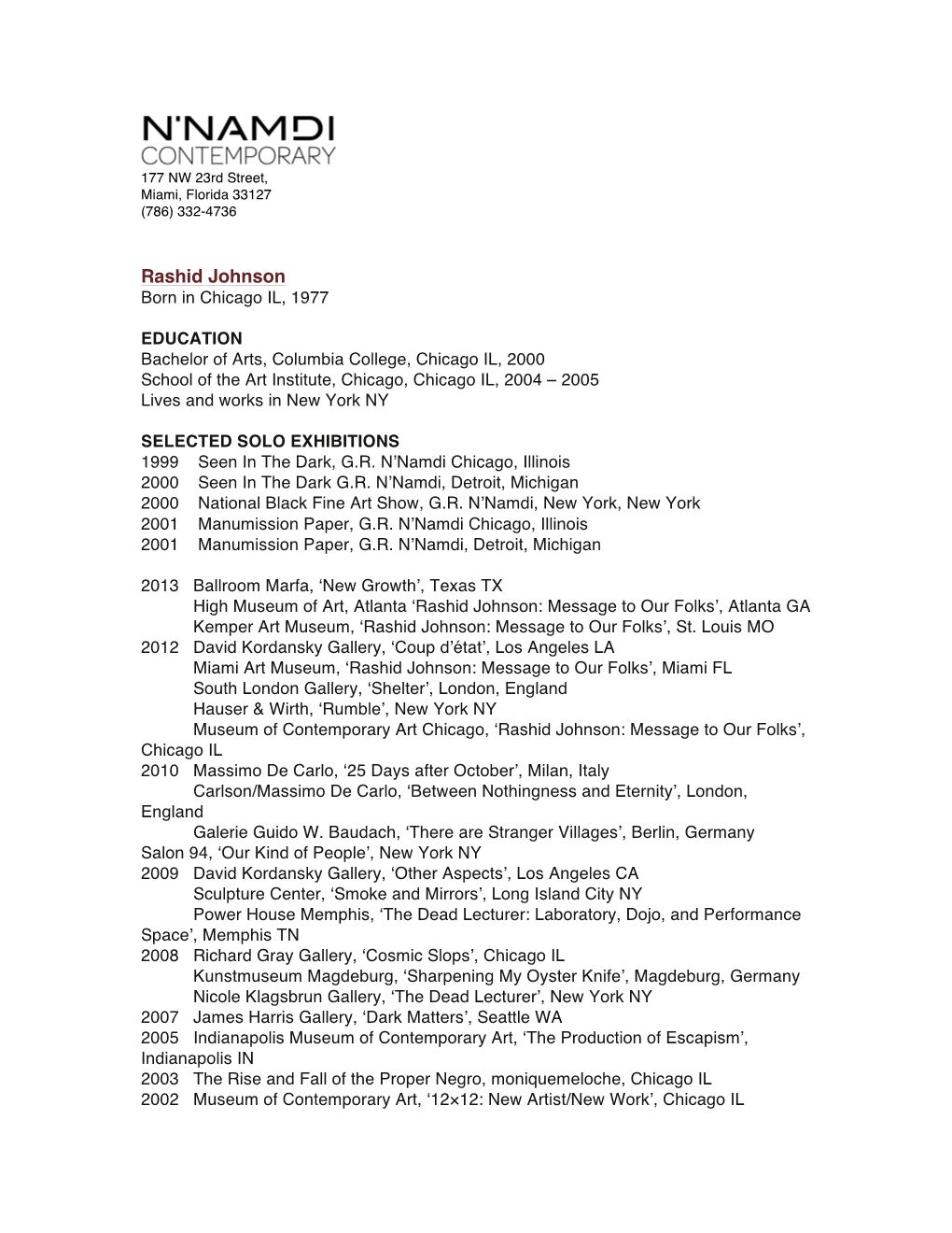 Download Rashid Johnson Résumé