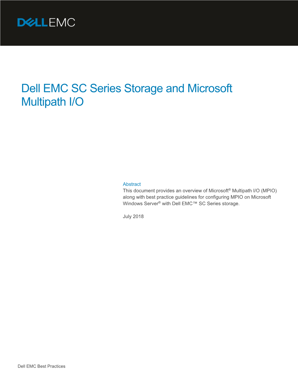 Dell EMC SC Series Storage and Microsoft Multipath I/O