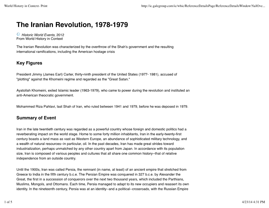 The Iranian Revolution, 1978-1979