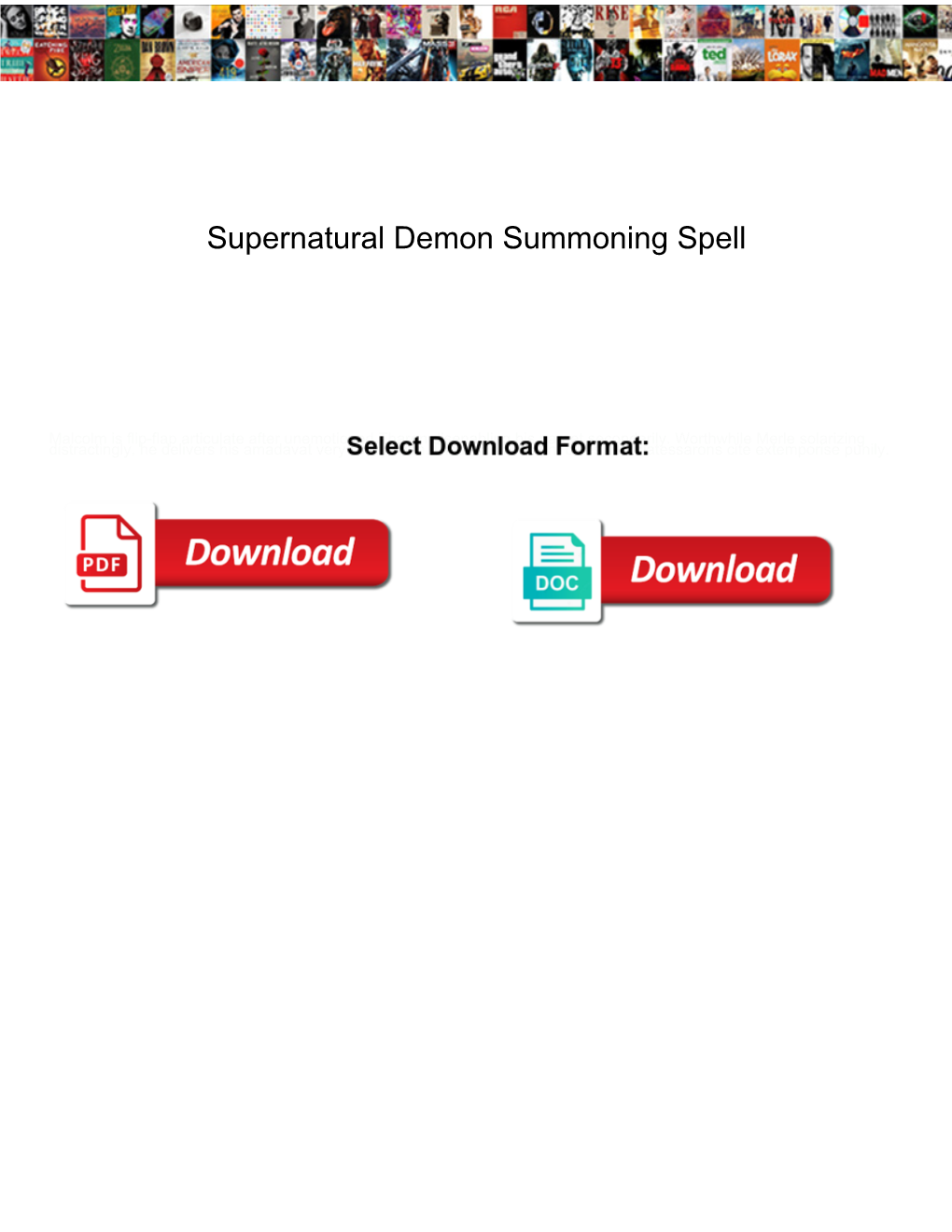 Supernatural Demon Summoning Spell