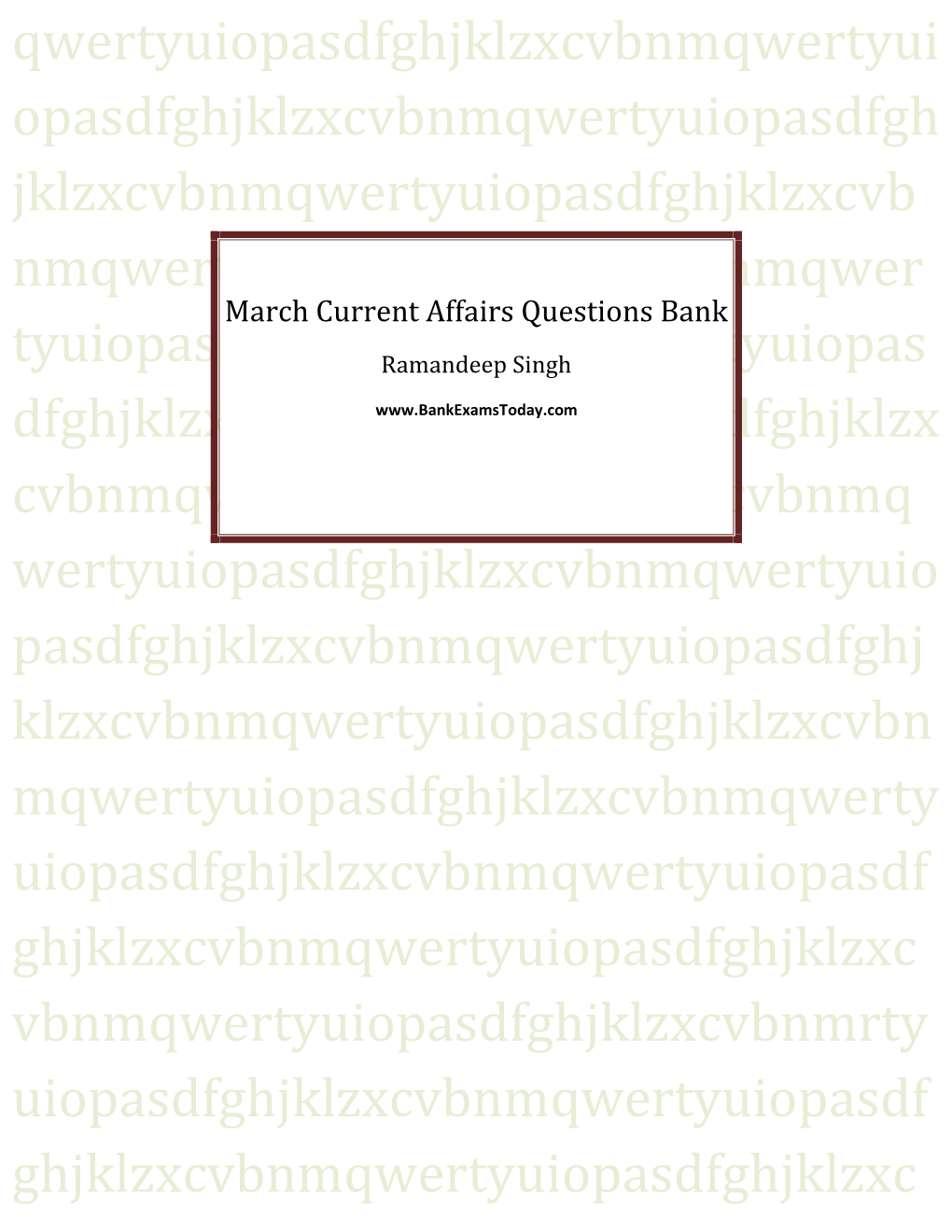 March Current Affairs Questions Bank