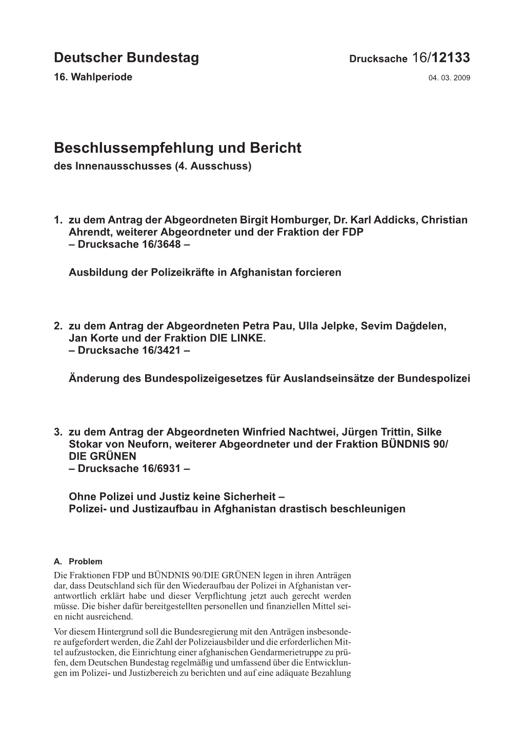 Beschlussempfehlung Und Bericht Des Innenausschusses (4