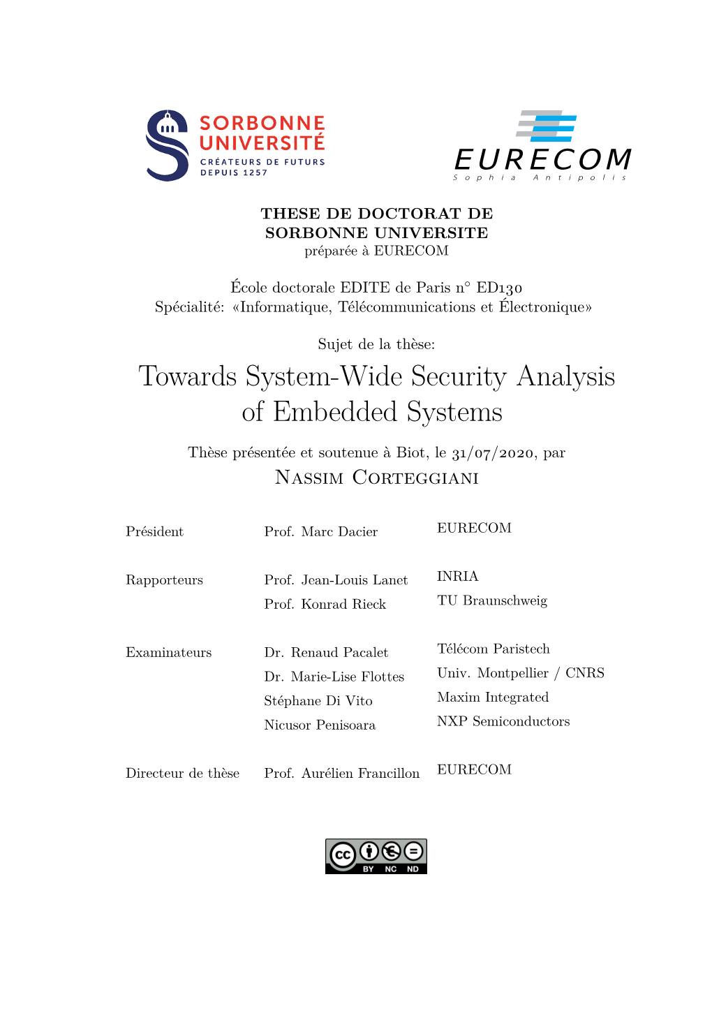 Towards System-Wide Security Analysis of Embedded Systems