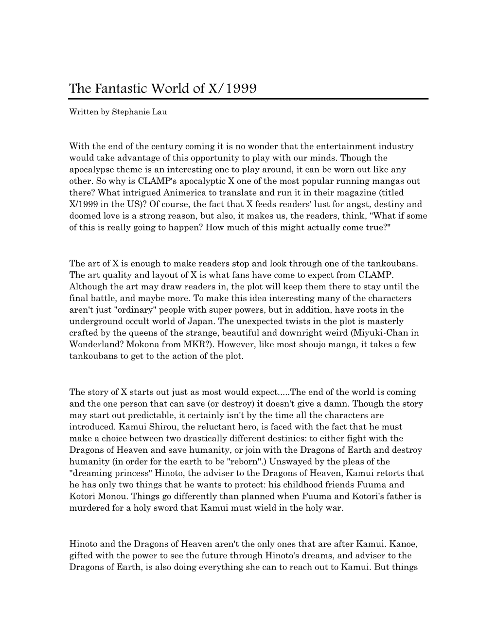 The Fantastic World of X/1999