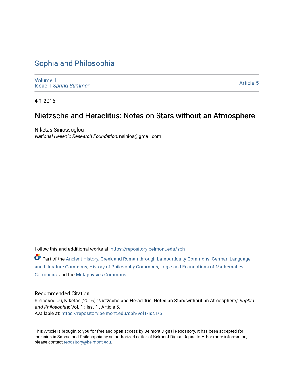 Nietzsche and Heraclitus: Notes on Stars Without an Atmosphere