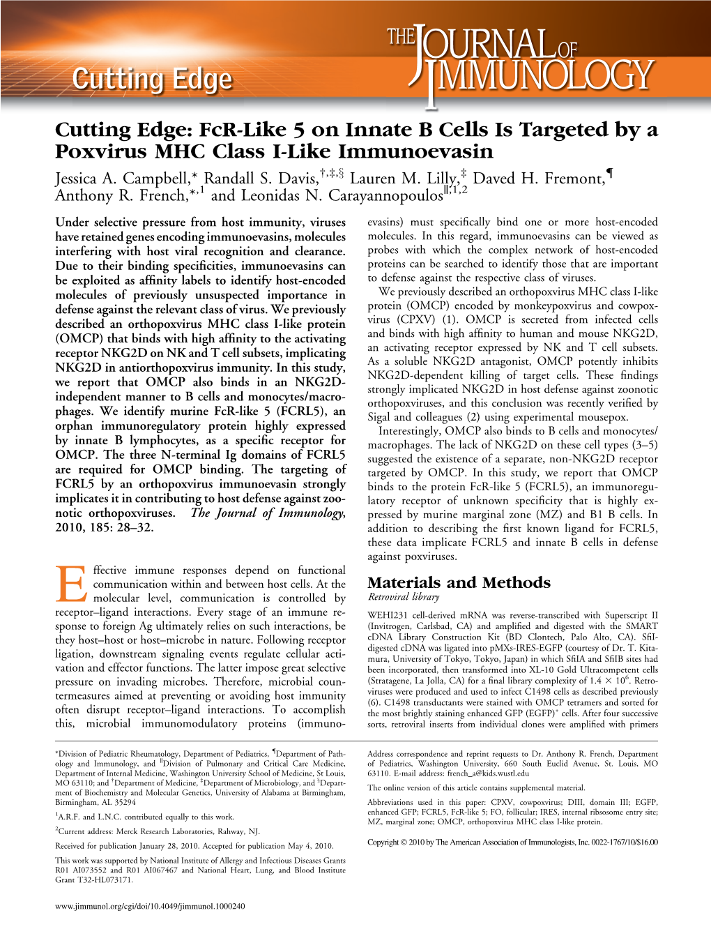 Immunoevasin Is Targeted by a Poxvirus MHC Class I-Like Cutting