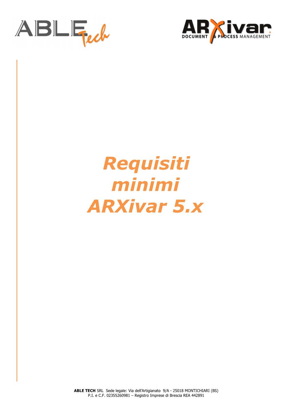 Requisiti Minimi Arxivar 5.X
