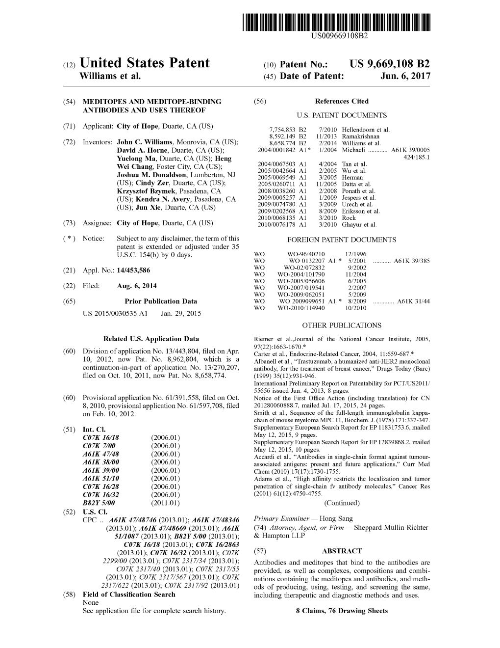 (12) United States Patent (10) Patent No.: US 9,669,108 B2 Williams Et Al
