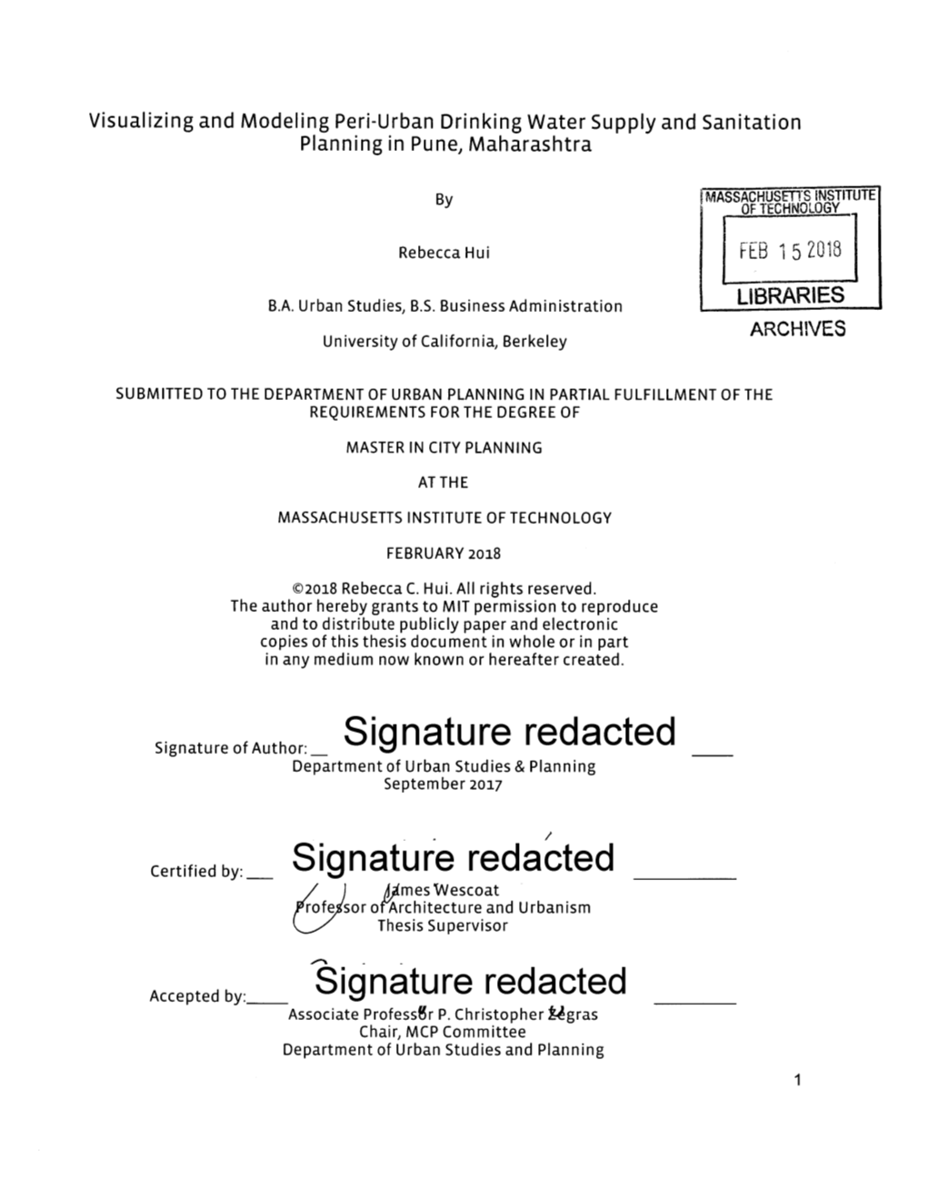 Signature Redacted Department of Urban Studies & Planning September 2017