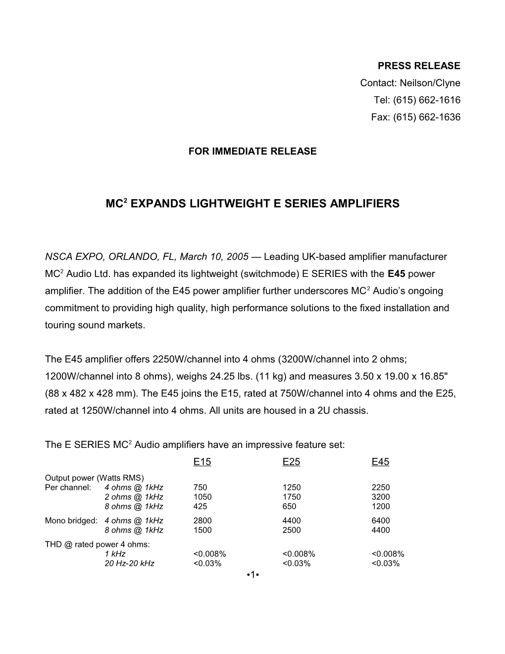 Mc2 Expands Lightweight E Series Amplifiers