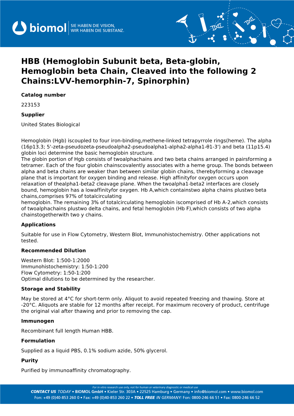 Usbiological Datasheet