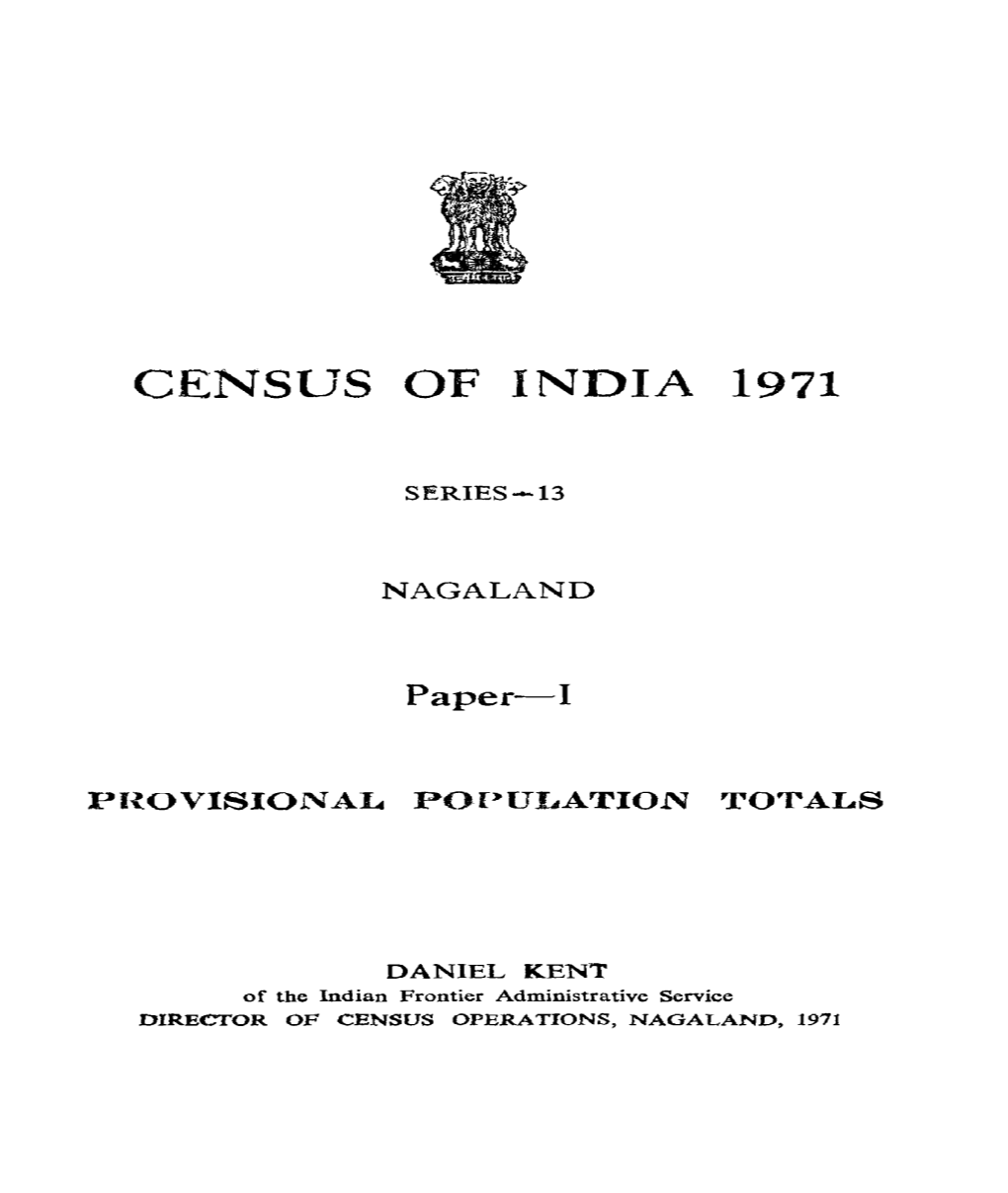 Provisional Population Totals, Series-13, Nagaland